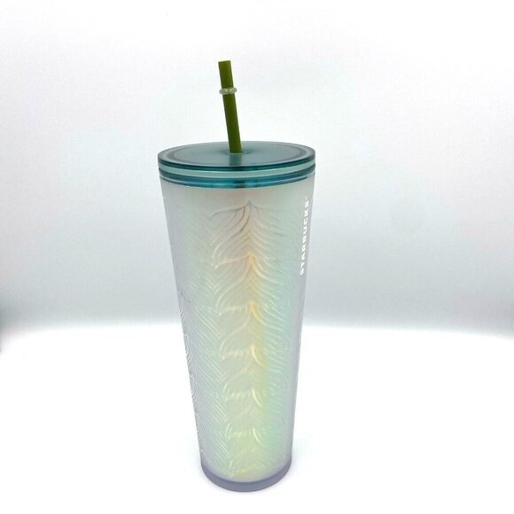 Starbucks Frosted Sirens Mermaid Tail Green Iridescent 24oz Cold Cup - Picture 1 of 5